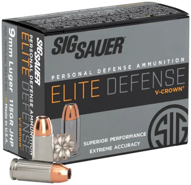  Sauer Elite V-Crown 9mm 115 Gr JHP  20rd Box Ammo