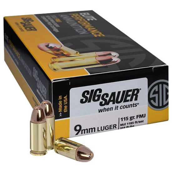 Sig Sauer Elite Ball 9mm 115 gr FMJ 50-round box