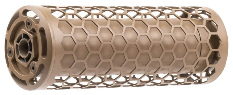 Sig Sauer SURG556 SLX 5.56mm suppressor with detachable hex heat shield in Flat Dark Earth
