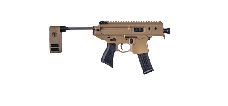 Sig Sauer MPX Copperhead 9mm pistol coyote Cerakote 3.5-inch barrel with Pivoting Contour Brace and 20rd magazine