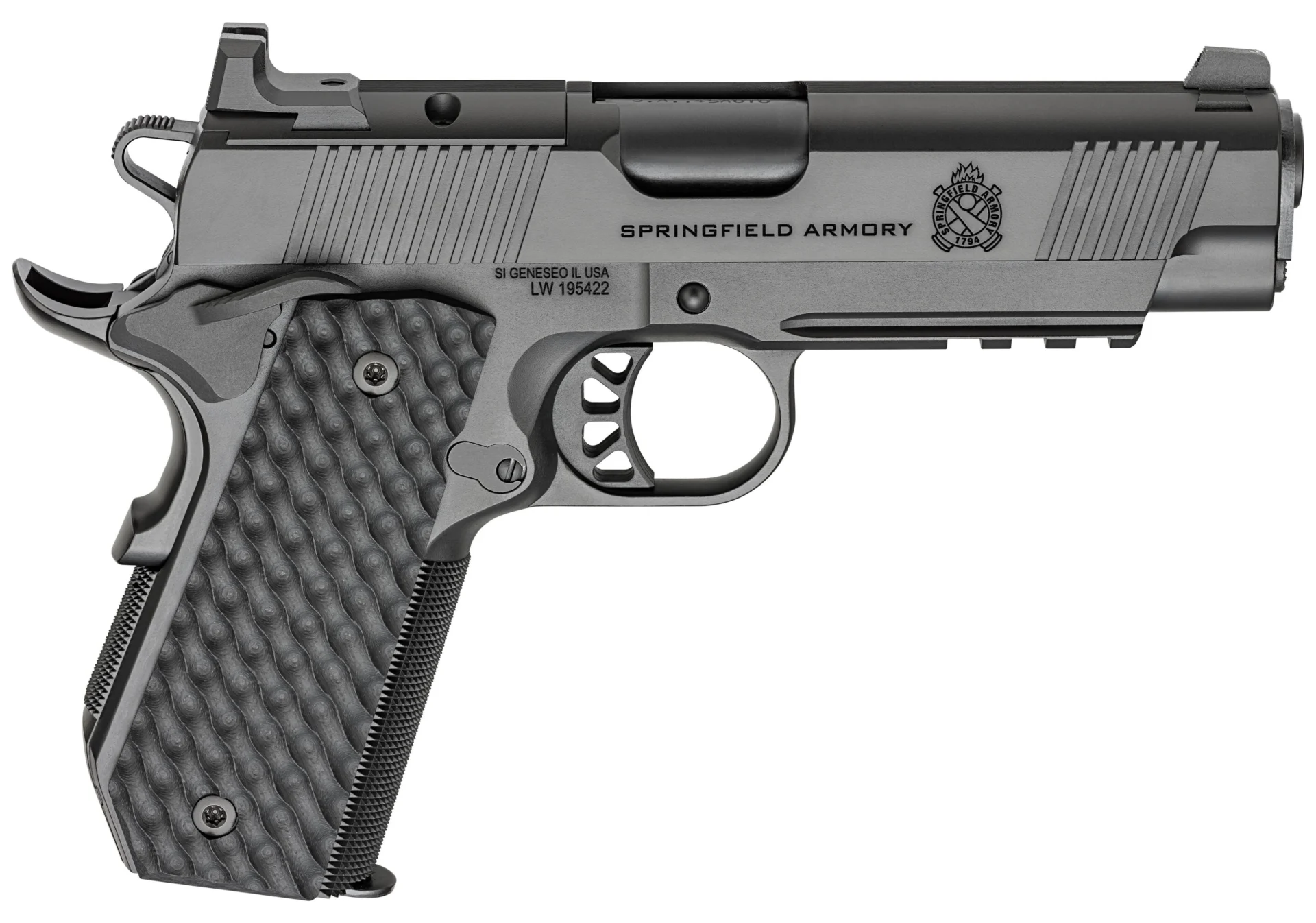 Springfield Armory 1911 TRP AOS .45 ACP 4.25 inch black pistol with VZ Hydra G-10 grips