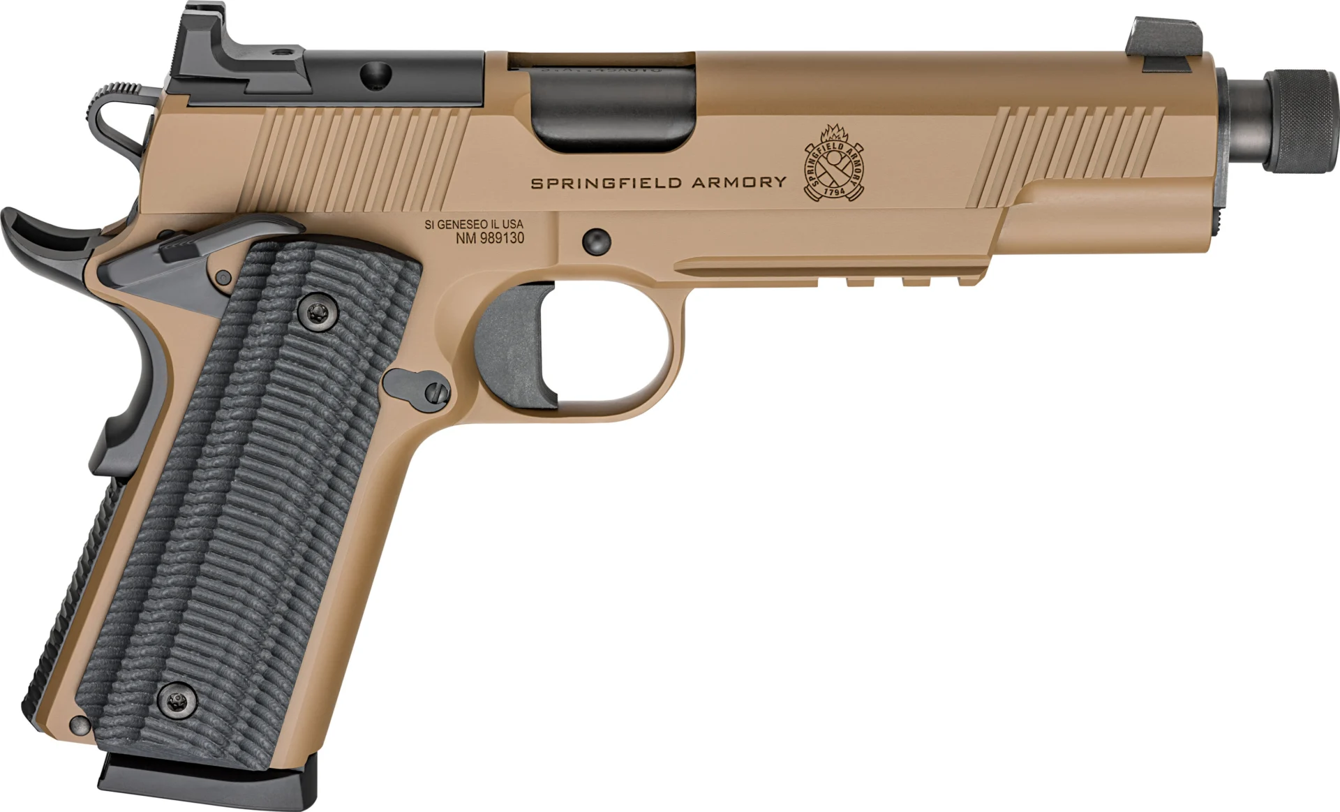 Springfield Armory 1911 Operator AOS .45 ACP coyote brown threaded barrel VZ G10 grips