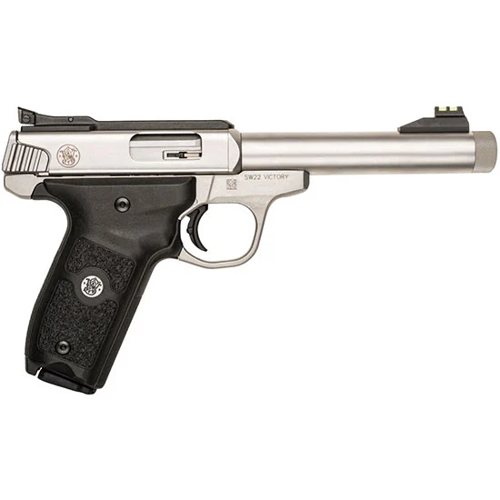 Smith & Wesson SW22 Victory .22 LR 5.5 inch threaded barrel satin stainless with black textured grips