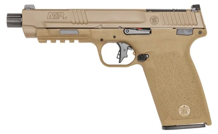 Smith & Wesson M&P 5.7 FDE 5in threaded barrel pistol with two 22-round magazines