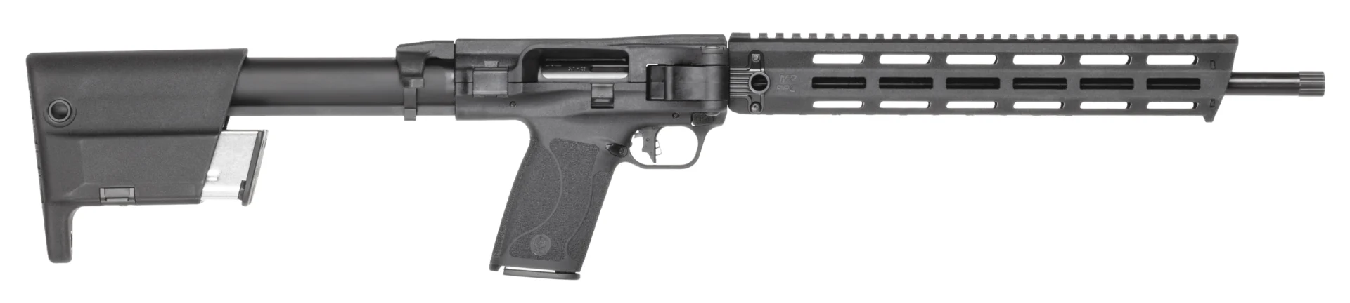 Smith & Wesson M&P FPC carbine side view with M-LOK handguard and folding-ready stock area