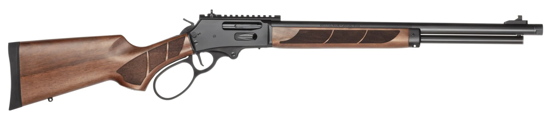 Smith & Wesson Model 1854 lever-action rifle with 20 inch threaded barrel and walnut stock, ghost-ring rear sight