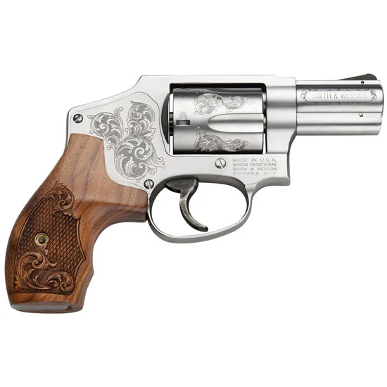 Smith & Wesson Model 640 engraved stainless revolver .357 Magnum 2.125 inch barrel with wood grips
