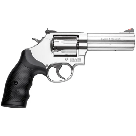 Smith & Wesson 686 Plus 4-inch satin stainless revolver with red ramp front sight and 7-round cylinder