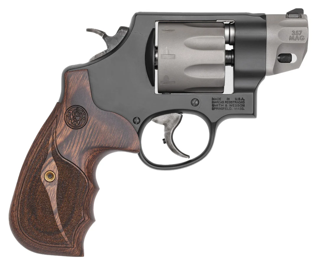 Smith & Wesson Performance Center Model 327 .357 Magnum 2 inch barrel black scandium frame wood grips