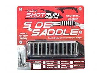 TacStar SideSaddle 6-shot shotshell carrier for Mossberg 500/590, black polymer with aluminum mounting plate