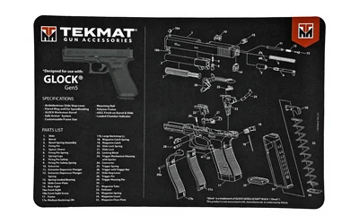 TEKMAT pistol bench mat for Glock Gen5 neoprene with exploded parts diagram