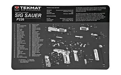 TekMat 11x17 armorer's bench mat for Sig Sauer P226 with exploded parts diagram