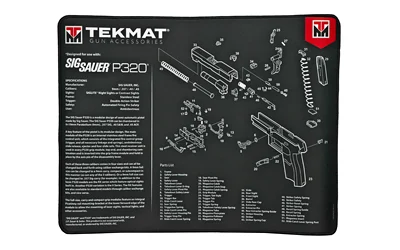TekMat Ultra 15x20 black cleaning mat with Sig Sauer P320 parts diagram