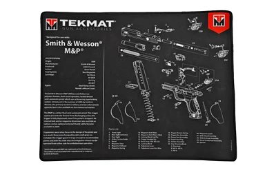 TekMat Ultra 15x20 neoprene cleaning mat with S&W M&P exploded diagram