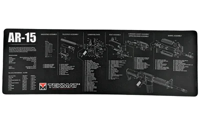 TekMat AR-15 cleaning mat 12x36 black neoprene with exploded parts diagram