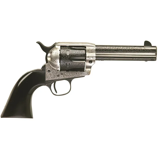 Taylors and Company Uberti 1873 .357 Mag 5.5-inch coin photo-engraved revolver with walnut grip
