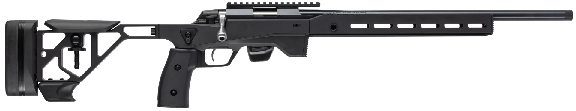 Tikka T1X Ace Target .17 HMR 20-inch threaded chassis rifle side view