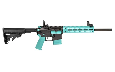 Tippmann Arms M4-22 .22 LR 16-inch threaded barrel AR-style rifle in black and robin's egg blue