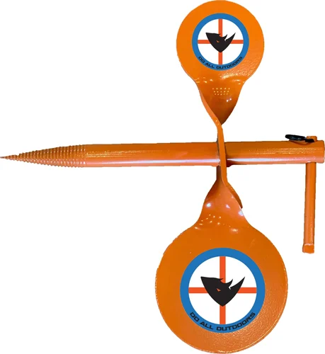 Do All Outdoors handgun tree spinner steel target, double stacked paddles, powder-coated finish