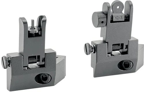 J&E Machine Tech JE flip-up front and rear sight 45 degree offset aluminum black