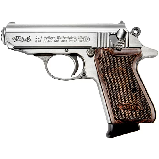 Walther PPK/S .380 ACP stainless pistol with walnut grips and 3.3-inch barrel