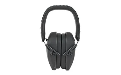 Walker's Razor Slim passive earmuffs in black with slim over-the-head design and 27 dB NRR