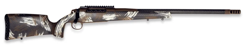 Weatherby 307 Alpine CT 7MM Backcountry rifle side view with carbon fiber stock