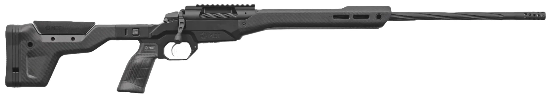 Weatherby 307 Alpine MDT Range XP 2.0 bolt-action rifle with hand-painted green/grey stock