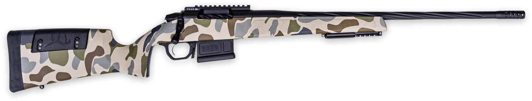 Weatherby 307 HUSH 7MM Backcountry 20" threaded barrel camo bolt-action rifle