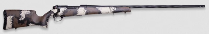 Weatherby Mark V High Country 300WBY rifle with spiral-fluted barrel and Peak 44 Bastion carbon fiber stock