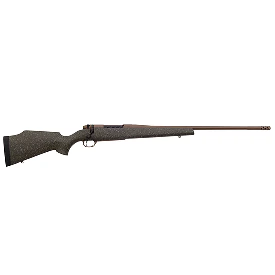 Weatherby Mark V Weathermark LT 6.5 Weatherby RPM rifle with FDE Cerakote and Monte Carlo fiberglass stock