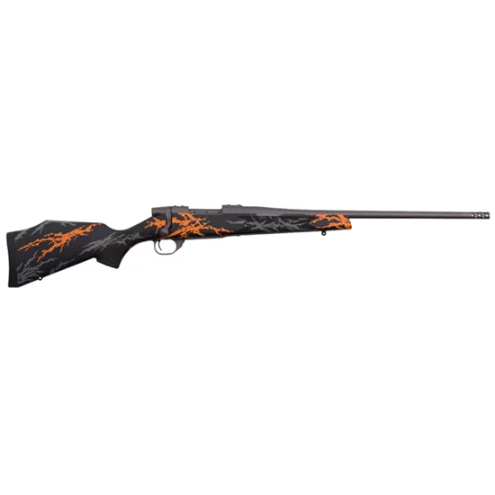 Weatherby Vanguard Compact Hunter rifle .22-250 Rem with synthetic black stock and orange/gray accents