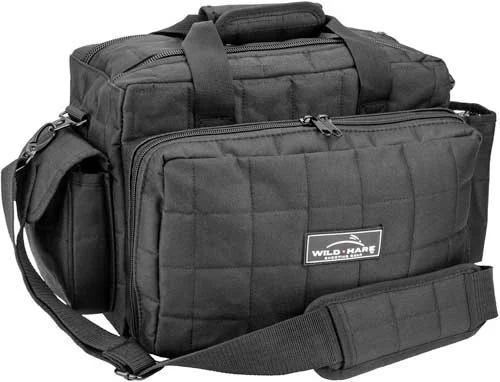 Peregrine Outdoors Wild Hare deluxe tournament bag in black, quilted nylon with padded shoulder strap