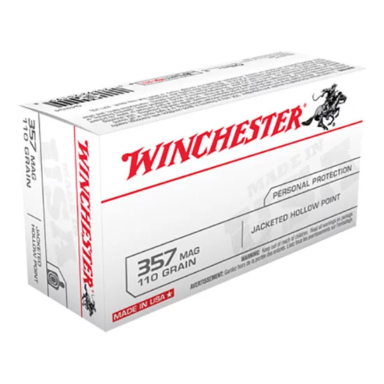 Winchester USA .357 Magnum 110 gr JHP 50 rd box ammunition