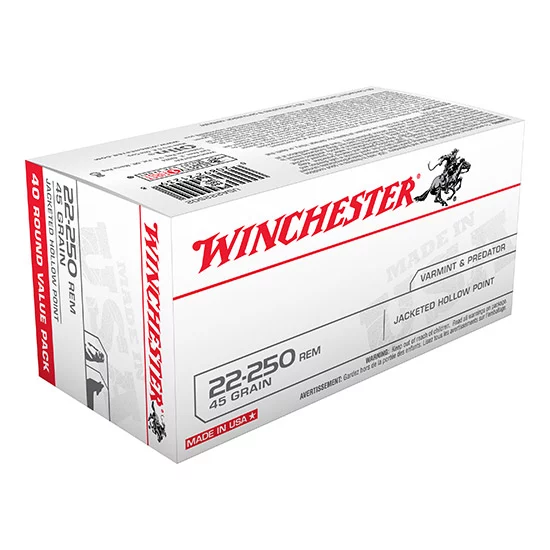 Winchester USA .22-250 Rem 45 gr JHP 40 rd box