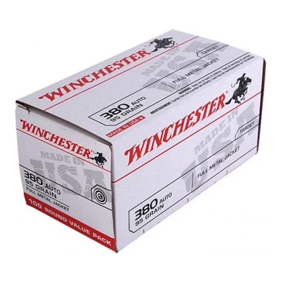 Winchester USA 380 ACP 95 gr FMJ 100 ct box