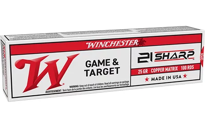 Winchester 21 Sharp 25 gr Copper Matrix lead free rimfire ammunition 100 rd box
