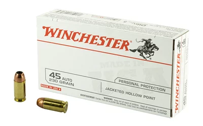 Winchester USA .45 ACP 230 gr Jacketed Hollow Point 50 rd box
