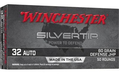 Winchester Silvertip 32 ACP 60 grain JHP ammunition - 50 rounds per box