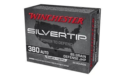 Winchester Silvertip .380 ACP 85 grain jacketed hollow point ammunition box
