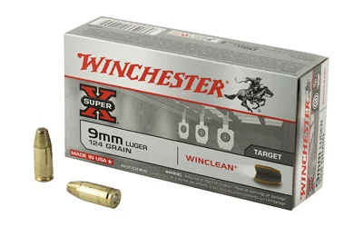 Winchester Super-X WinClean 9mm 124 Gr 50rd Box chester Super-X WinClean 9mm 124 Gr 50rd Box Ammo