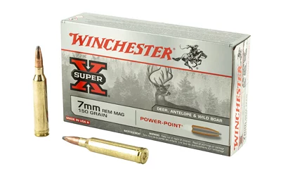 Winchester Super-X Power-Point 7mm Rem Mag 150 gr rifle ammunition box, 20 rounds