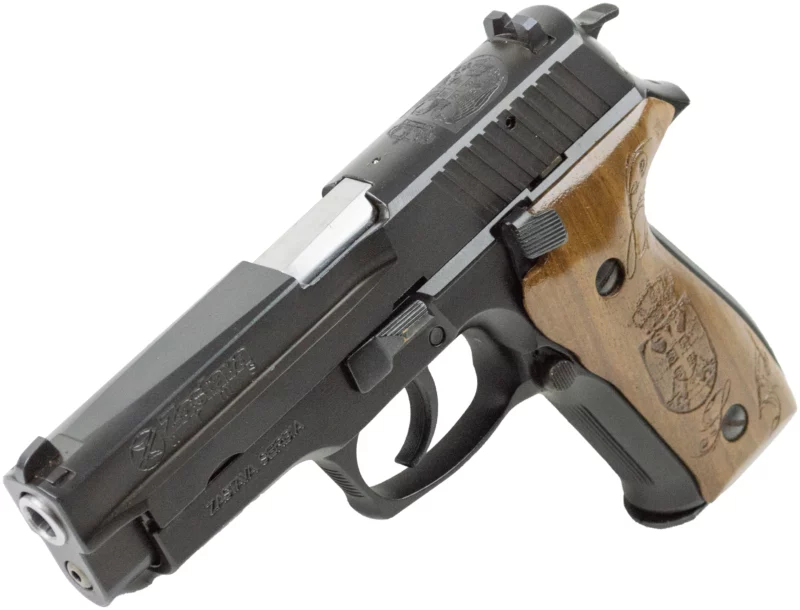 Zastava Arms CZ999SC 9mm pistol with engraved walnut grips and 4.25 inch barrel