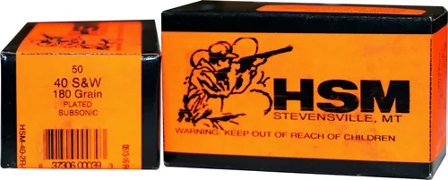 HSM Subsonic .40 S&W 180gr lead flat-nose ammunition box, 50 rounds