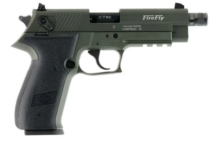 GSG FireFly .22 LR pistol 4.9in threaded barrel green finish side view