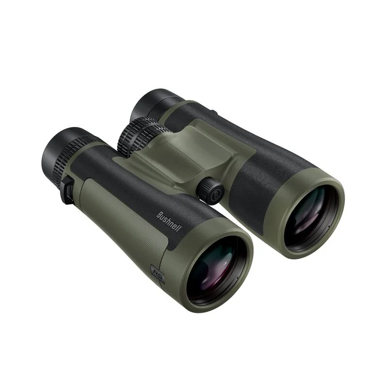 Bushnell Trophy R5 12x50 binoculars in ranger green, angled view