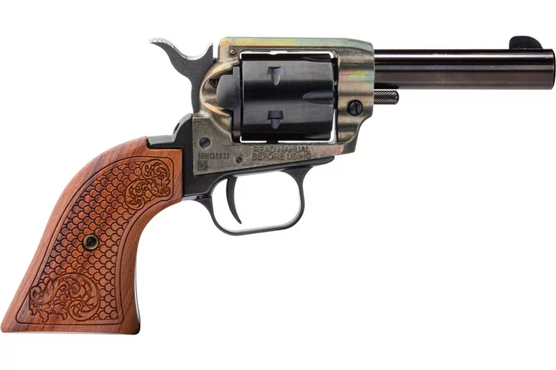 Heritage Barkeep .22 LR 6-shot revolver with scroll wood grips and simulated case hardened frame