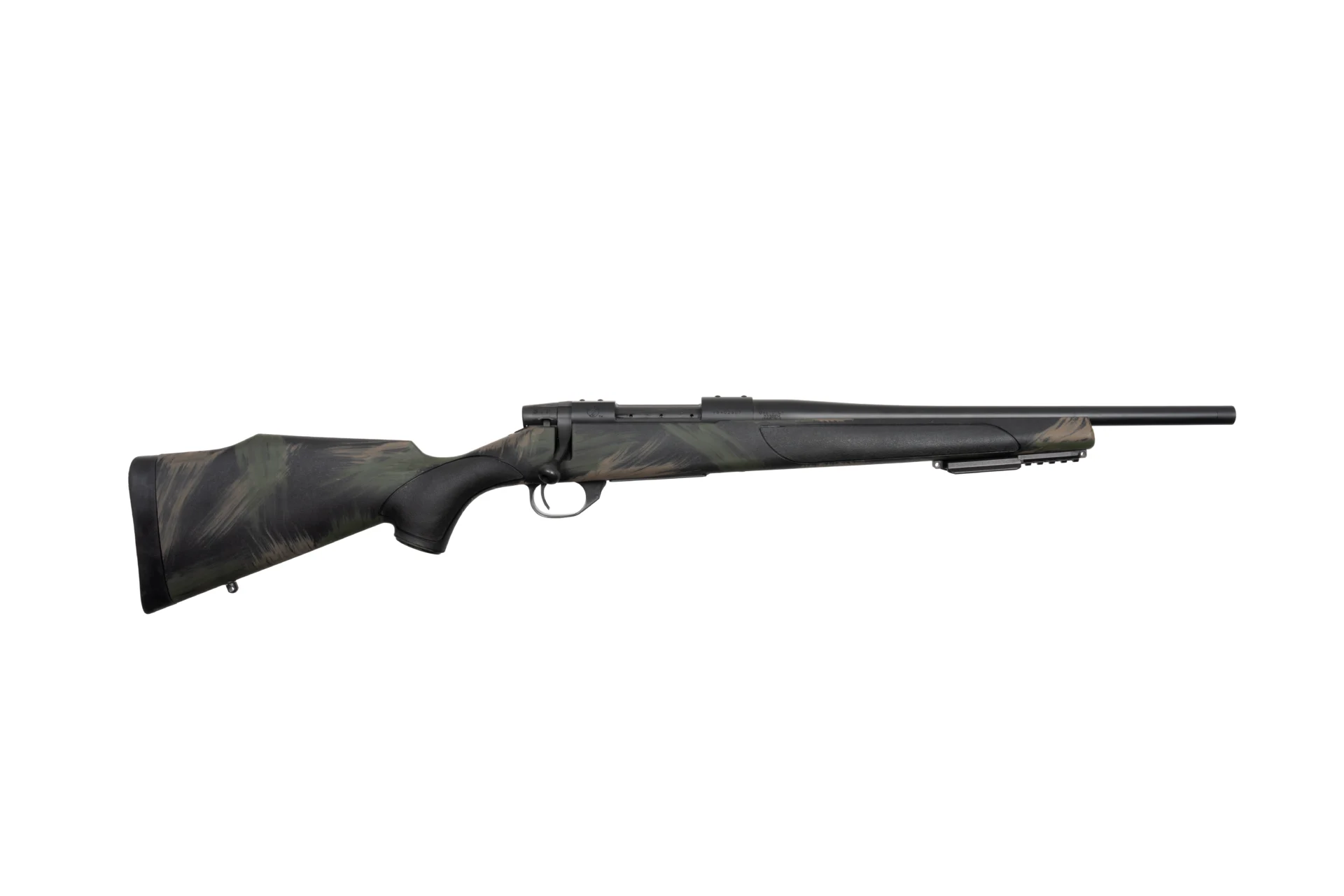 Weatherby Vanguard Black Hills .223 Rem 16 inch bolt-action rifle with black polymer stock and tan/green accents