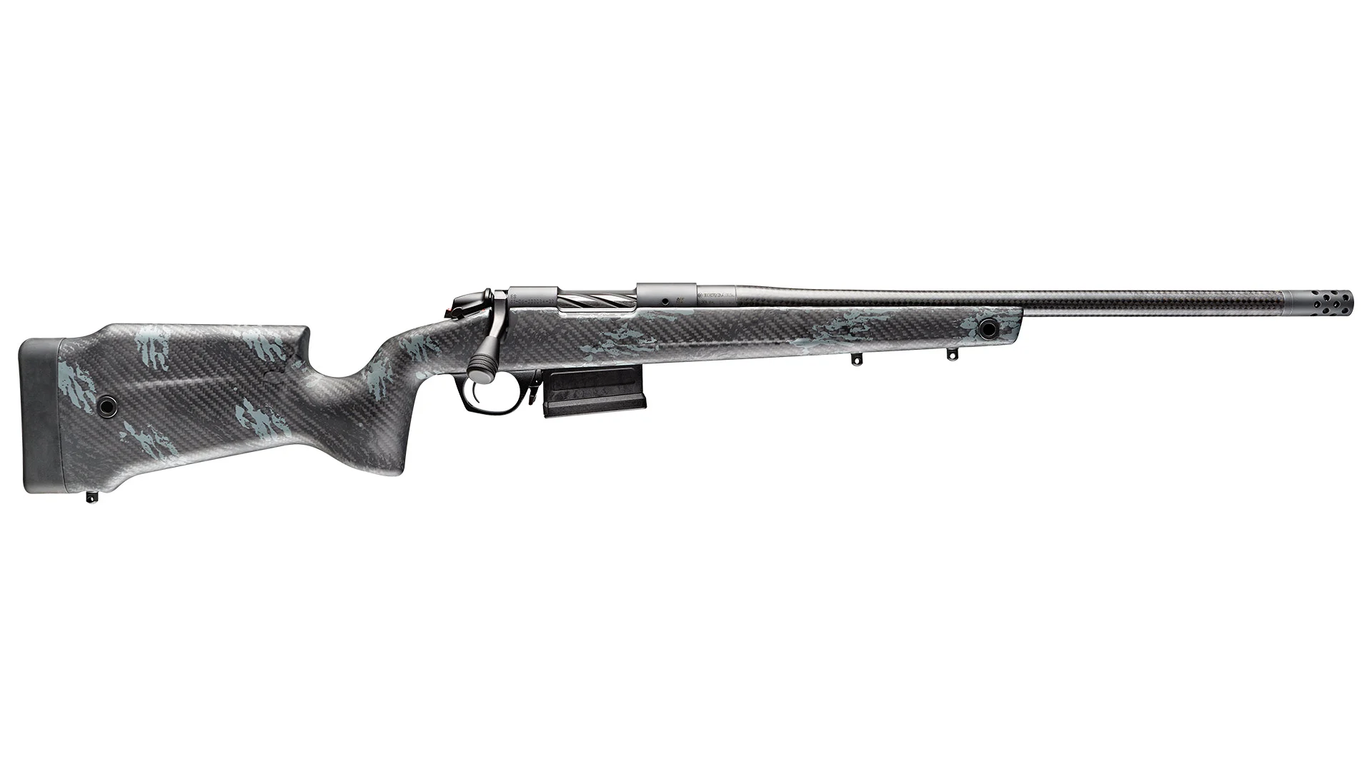 Bergara B-14 Crest Carbon .22 Creedmoor 20 inch rifle in Sniper Gray Cerakote with carbon fiber stock