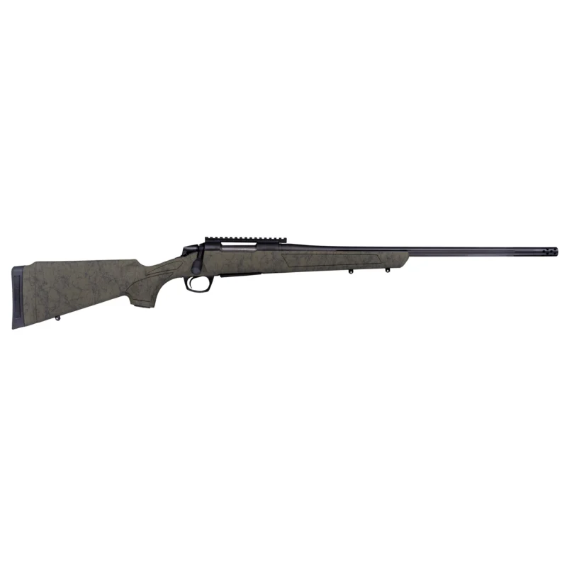 CVA Cascade XT bolt-action rifle with fluted threaded barrel, Graphite Black Cerakote and OD Green/black web stock
